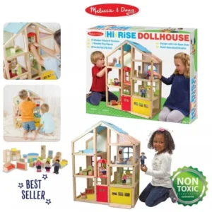Wooden Dollhouse Melissa & Doug 2462 บ้านตุ๊กตาขนาดใหญ่ 6 ห้อง เฟอร์นิเจอร์ 15 ชิ้น