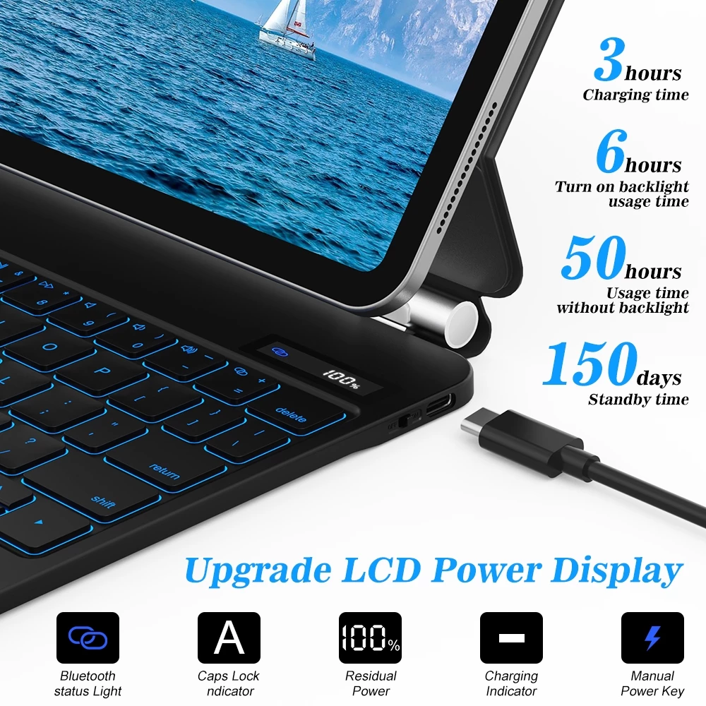 GOOJODOQ คีย์บอร์ด Thai พร้อมหน้าจอ LCD สําหรับ iPad Pro 11 Pro 12.9 Pro13 2025 10.9 Air 6/7/8 11inch 13inch - Image 6