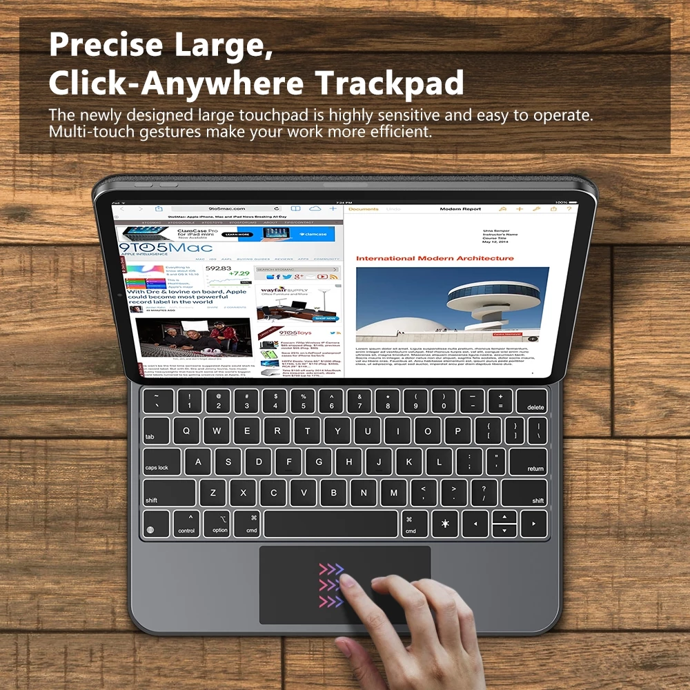 GOOJODOQ For iPad Air 4/5/6/7 Pro 11 (2018-2024) แป้นพิมพ์ไร้สาย Bluetooth Touchpad - Image 4