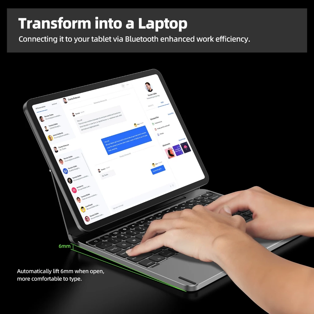 GOOJODOQ Wireless Keyboard Case Bluetooth 5.2 Multiple Adjustable Angle for iPad AIr4 5 10.9 Pro 11 Convertible Durable - Image 3