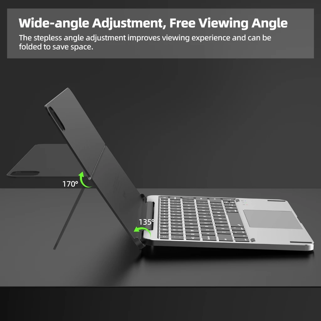 GOOJODOQ Wireless Keyboard Case Bluetooth 5.2 Multiple Adjustable Angle for iPad AIr4 5 10.9 Pro 11 Convertible Durable - Image 4