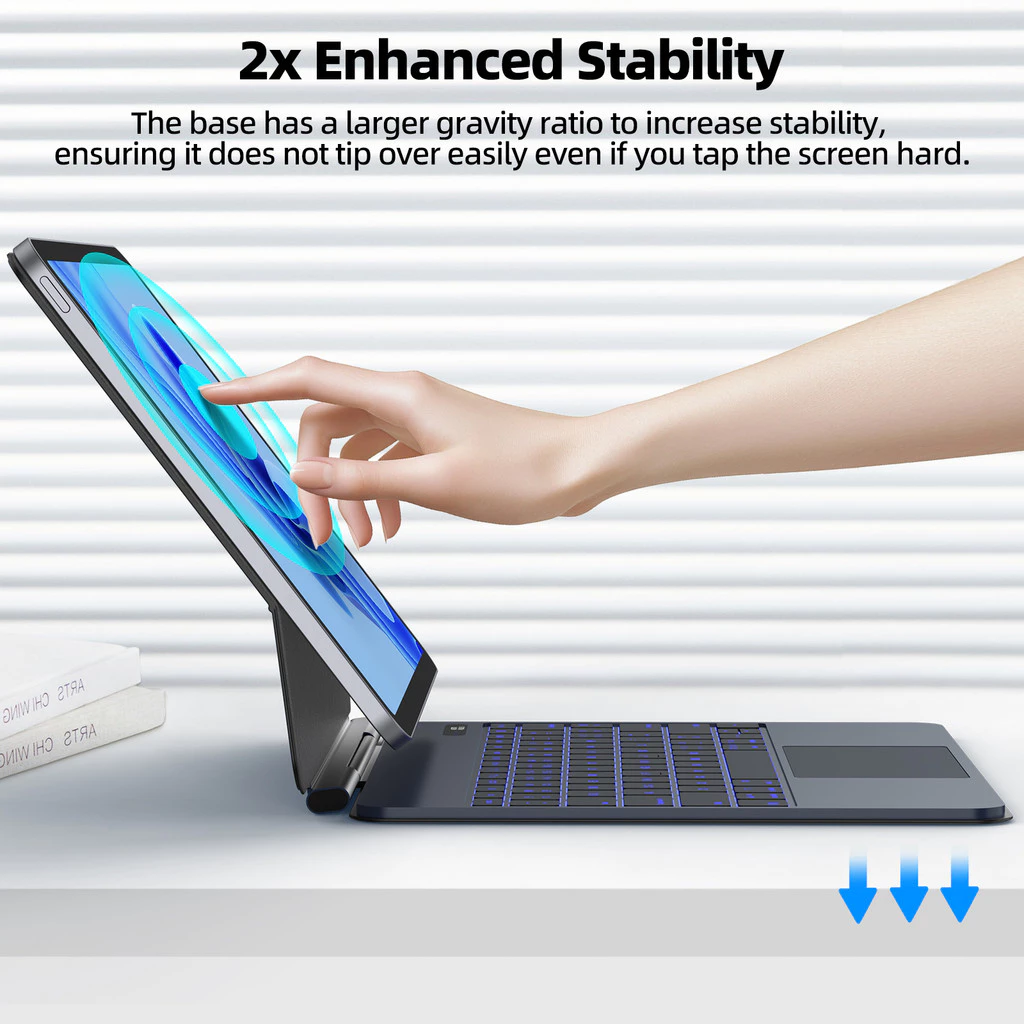 GOOJODOQ คีย์บอร์ดควบคุมน้ําหนักเบาสําหรับการเชื่อมต่อแม่เหล็ก Ipad Smooth Glass Trackpad มัลติมีเดียแถวและหน้าจอ LED - Image 8
