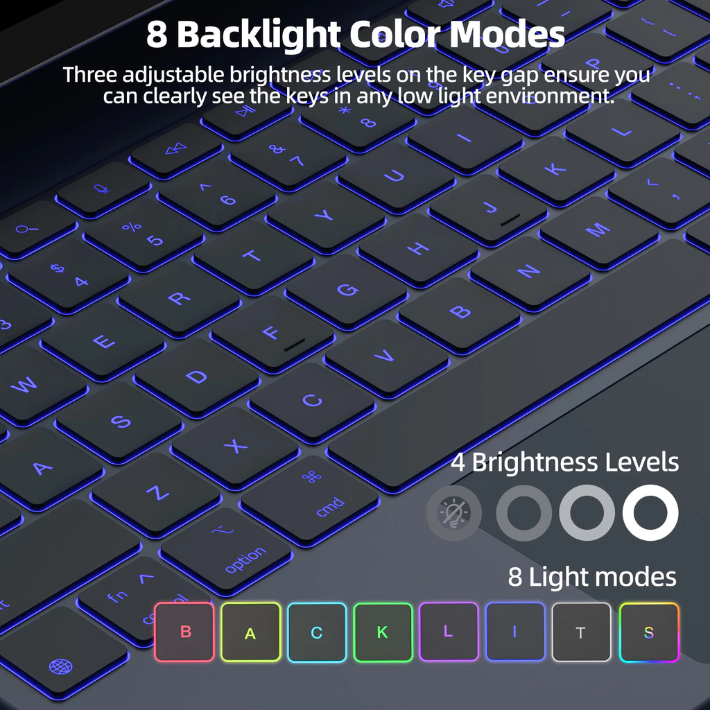 GOOJODOQ คีย์บอร์ดควบคุมน้ําหนักเบาสําหรับการเชื่อมต่อแม่เหล็ก Ipad Smooth Glass Trackpad มัลติมีเดียแถวและหน้าจอ LED - Image 4